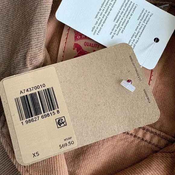 NWT Levis Womens Denim Trucker Vest Brown Garment Dye Button Front Cotton XS - Picture 3 of 8